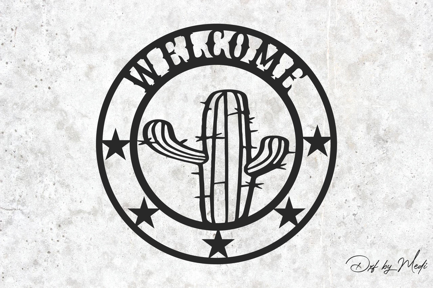 Cactus Welcome Sign Svg DXF CDR