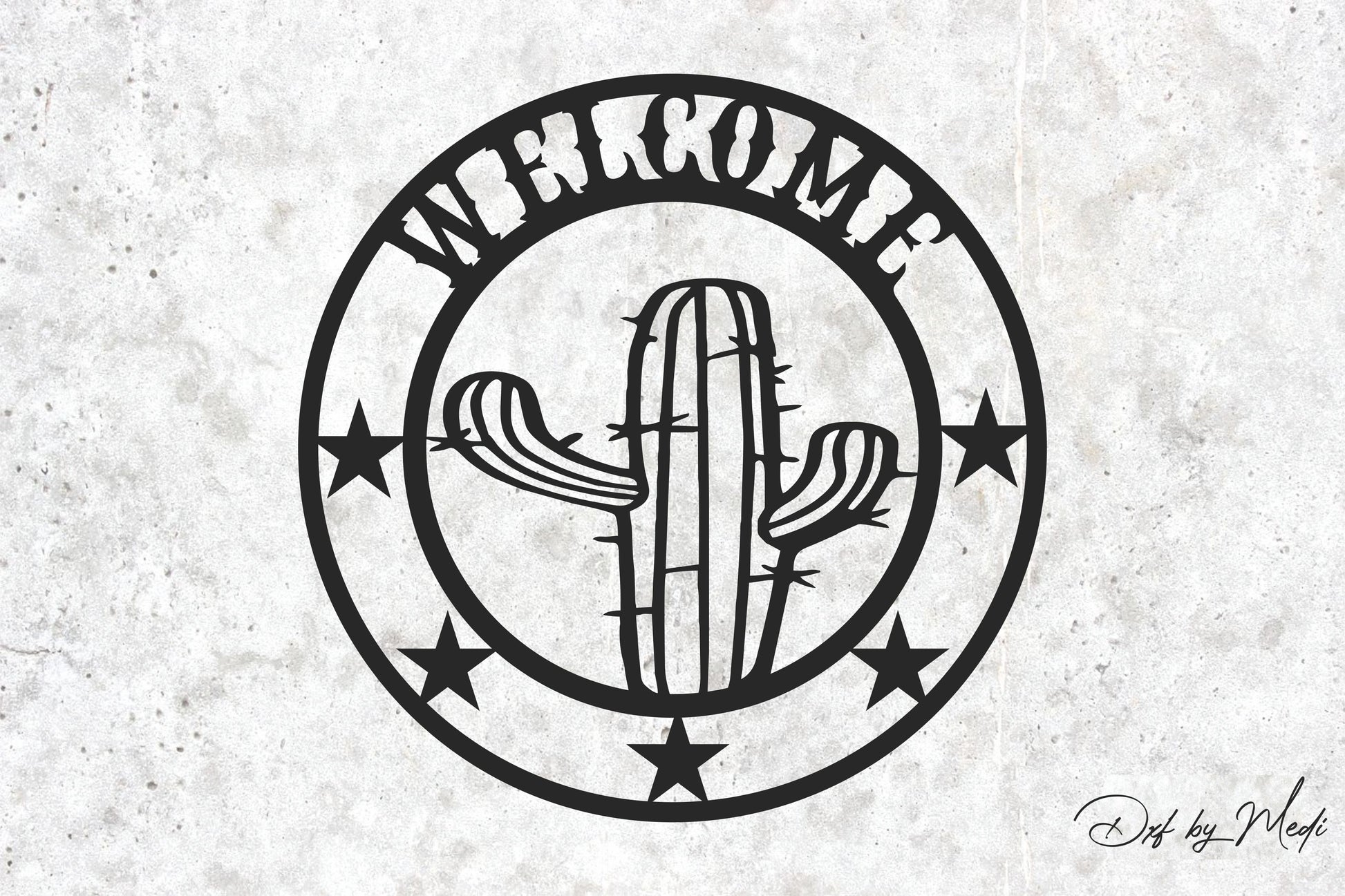 Cactus Welcome Sign Svg DXF CDR