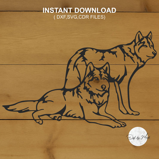 Wolves Wall Decor DXF SVG Files - Perfect for Laser Cut, Waterjet, and Plasma Cutting