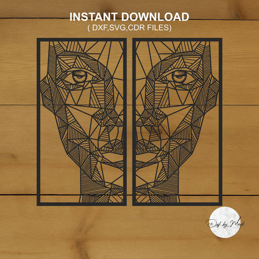 Geometric Woman Face Wall Art DXF SVG File for Cnc plasma laser Cutting - Contemporary Decor & DIY Projects