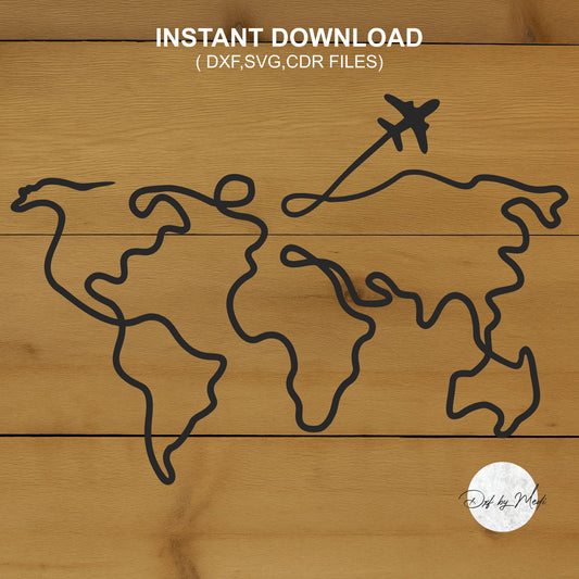 World Earth Map | DXF SVG File for CNC Plasma, Laser, and Waterjet Cutting